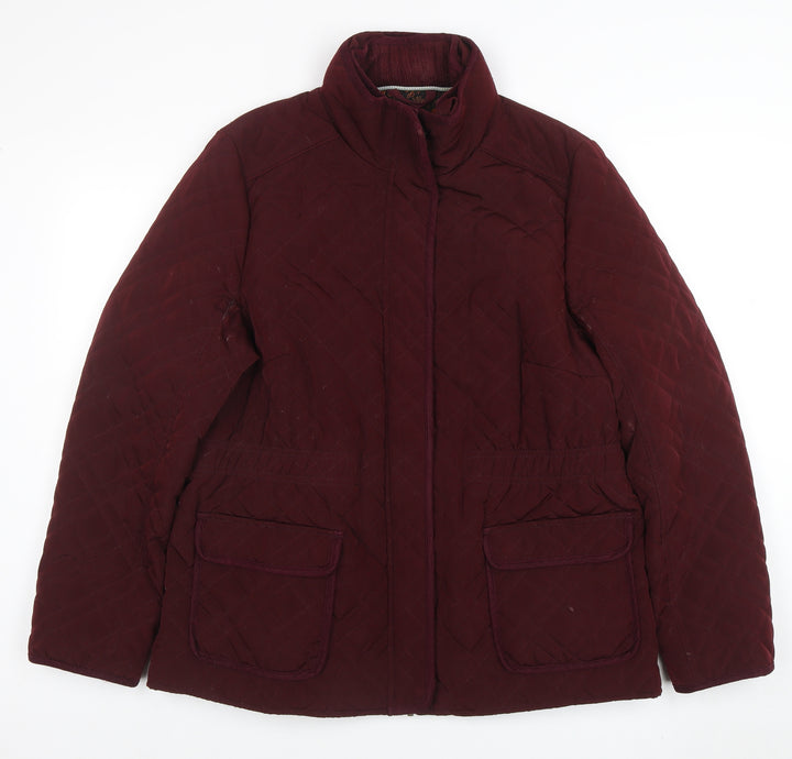Monsoon Womens Red Quilted Jacket Size 18 Lined Full Zip Winter Coat