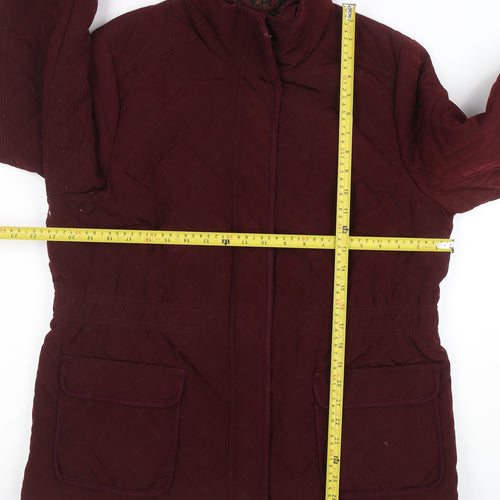 Monsoon Womens Red Quilted Jacket Size 18 Lined Full Zip Winter Coat