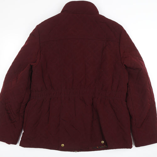 Monsoon Womens Red Quilted Jacket Size 18 Lined Full Zip Winter Coat