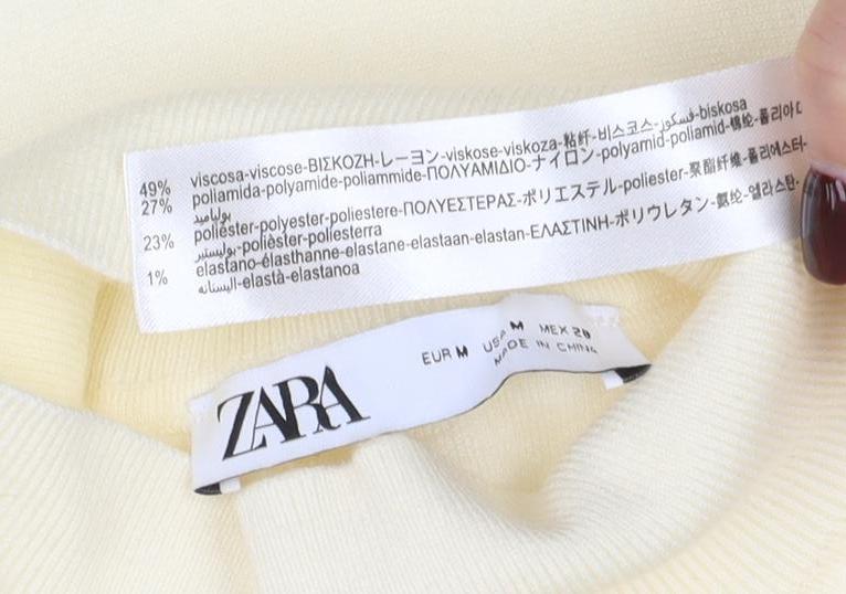 ZARA Women’s Ivory Roll Neck Long Sleeve Knit Skater Dress M