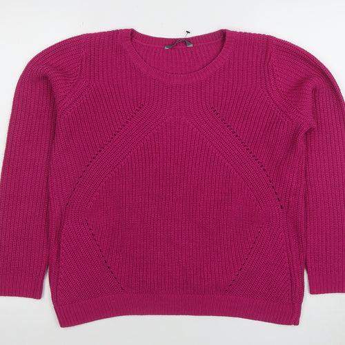 BHS Women’s Pink Chunky Knit Acrylic Cotton Jumper Size 14
