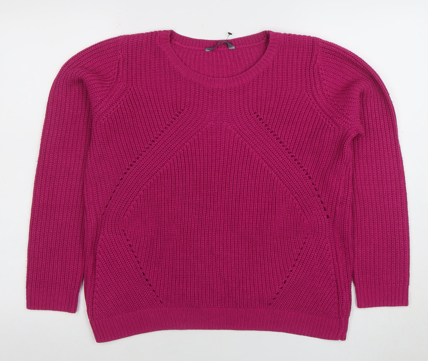 BHS Women’s Pink Chunky Knit Acrylic Cotton Jumper Size 14