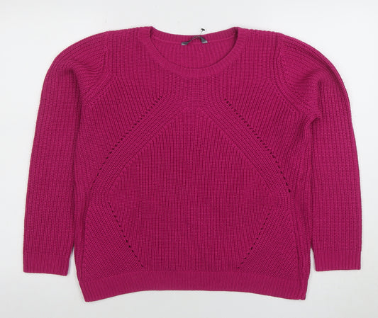 BHS Women’s Pink Chunky Knit Acrylic Cotton Jumper Size 14