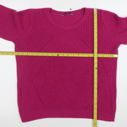 BHS Women’s Pink Chunky Knit Acrylic Cotton Jumper Size 14