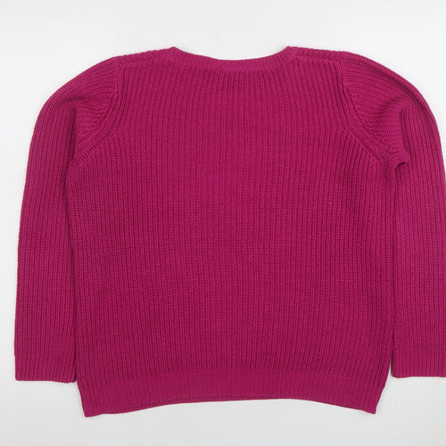 BHS Women’s Pink Chunky Knit Acrylic Cotton Jumper Size 14