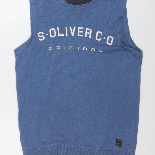 Beyond Retro Blue Men's Small Cotton Sleeveless Knit Vest Jumper