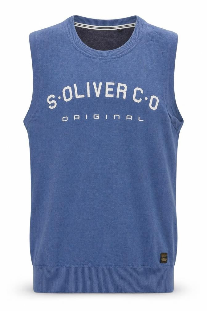 Beyond Retro Blue Men's Small Cotton Sleeveless Knit Vest Jumper