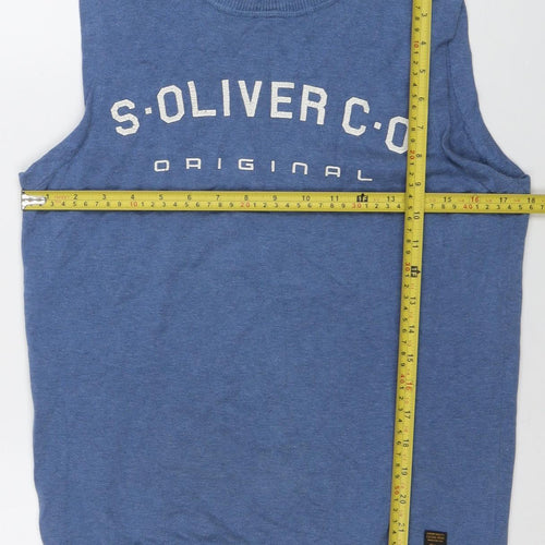 Beyond Retro Blue Men's Small Cotton Sleeveless Knit Vest Jumper