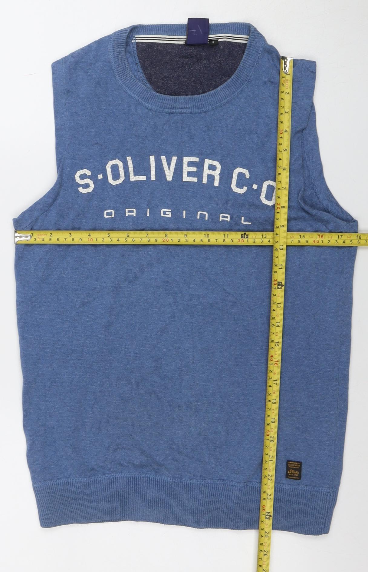Beyond Retro Blue Men's Small Cotton Sleeveless Knit Vest Jumper