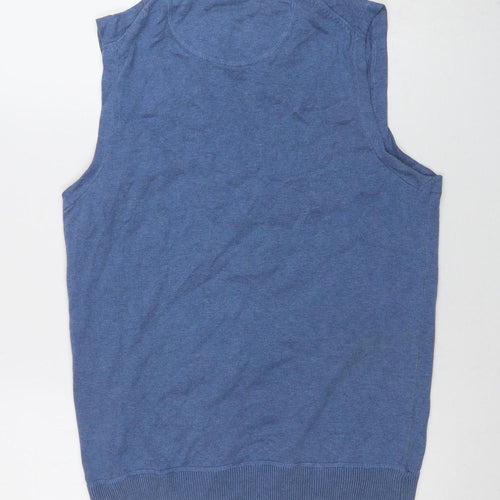 Beyond Retro Blue Men's Small Cotton Sleeveless Knit Vest Jumper