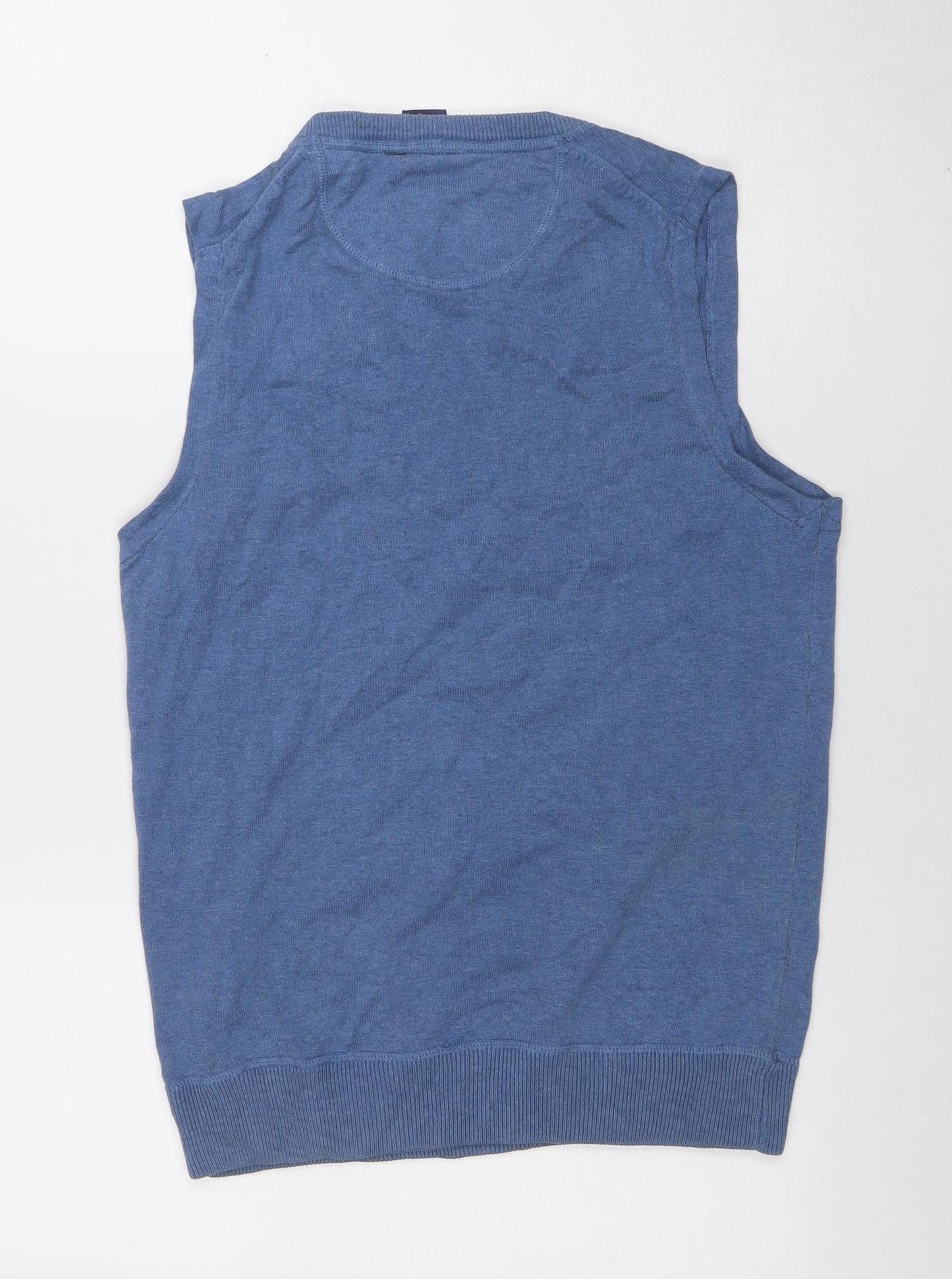 Beyond Retro Blue Men's Small Cotton Sleeveless Knit Vest Jumper