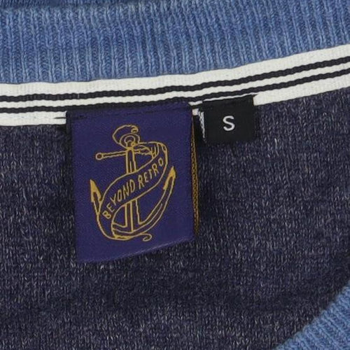 Beyond Retro Blue Men's Small Cotton Sleeveless Knit Vest Jumper