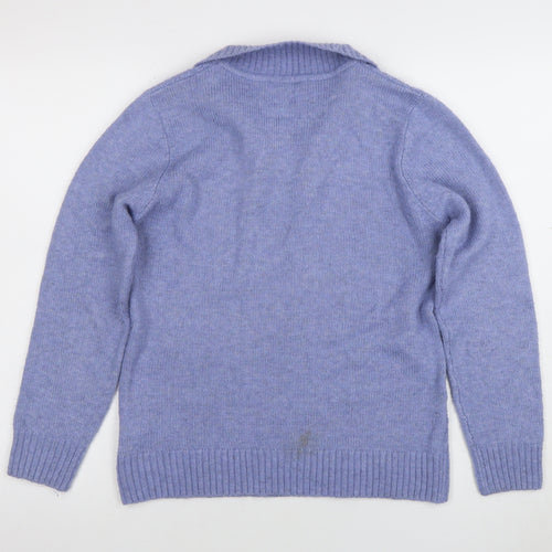 ISLE Womens Purple Collared Cable Knit Jumper Size S