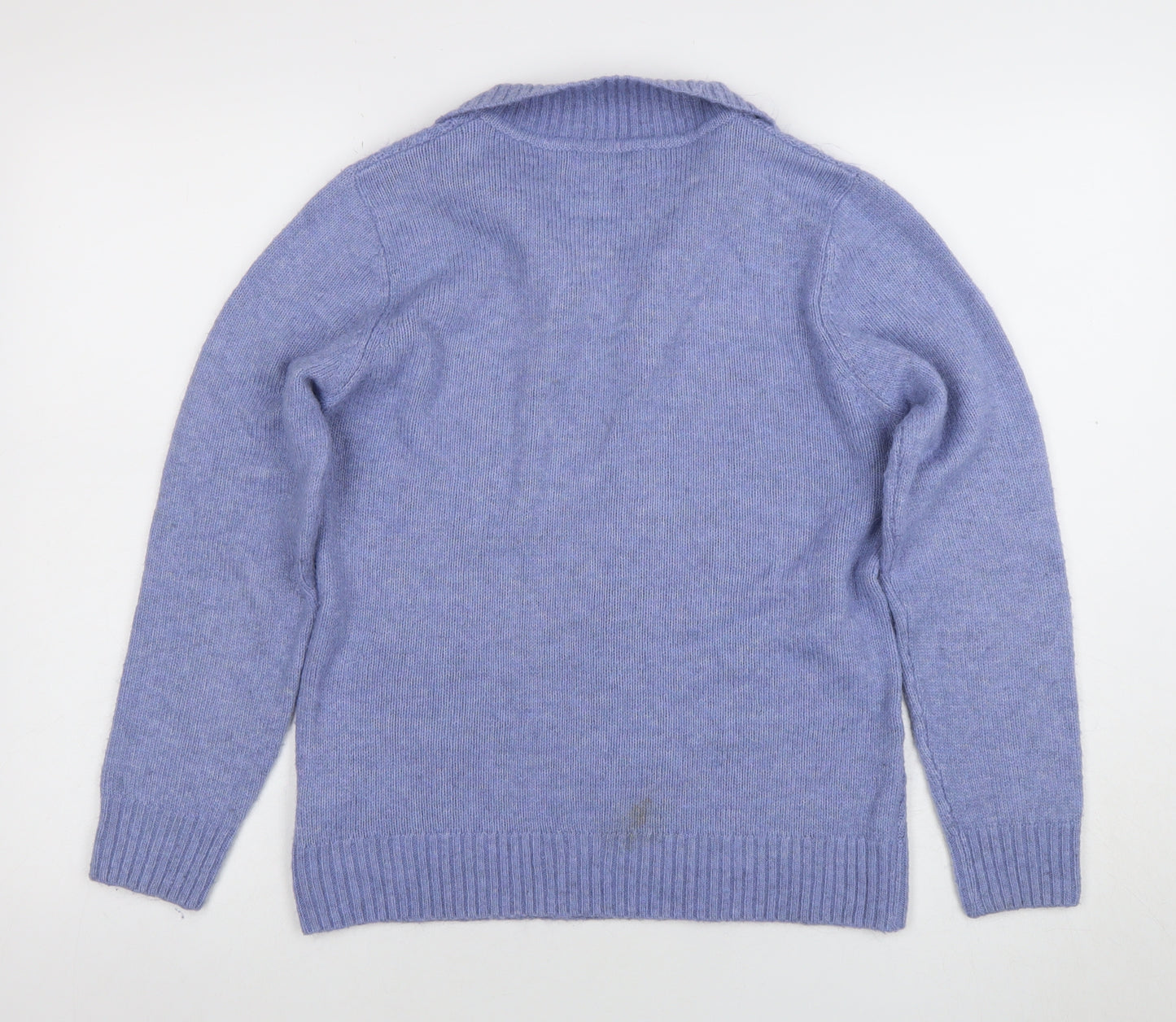 ISLE Womens Purple Collared Cable Knit Jumper Size S