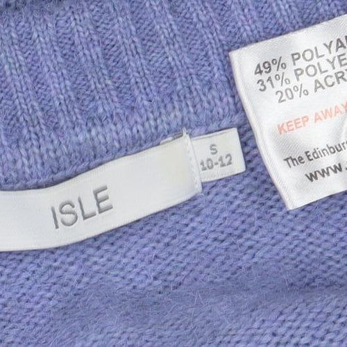 ISLE Womens Purple Collared Cable Knit Jumper Size S