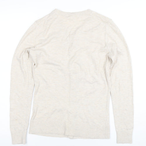 GAP Women Beige Cotton Blend Crew Neck Cardigan Size S