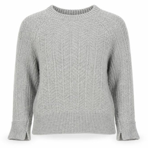 H&M Women Grey Chunky Knit Crew Neck Wool Blend Jumper Size 12