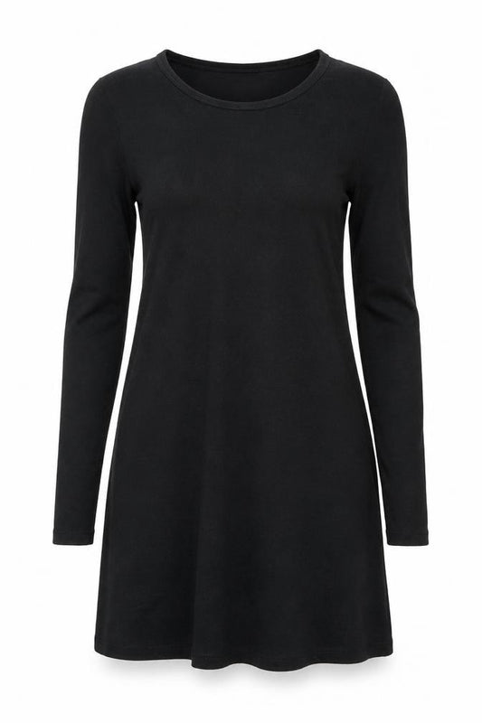 Front view of Gap Women’s Black Long Sleeve Jersey T-Shirt Dress, size S