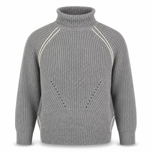 Topshop Women Grey Roll Neck Chunky-Knit Wool Blend Jumper Size 10