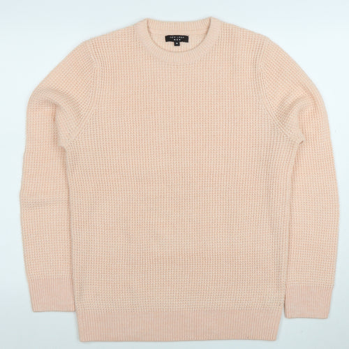 New Look Men Beige Waffle-Knit Crew Neck Jumper Size M