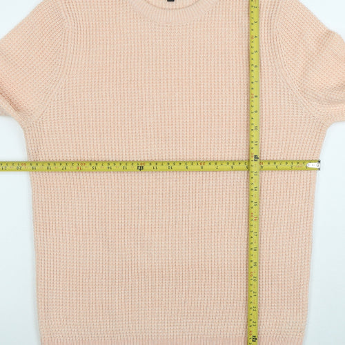 New Look Men Beige Waffle-Knit Crew Neck Jumper Size M