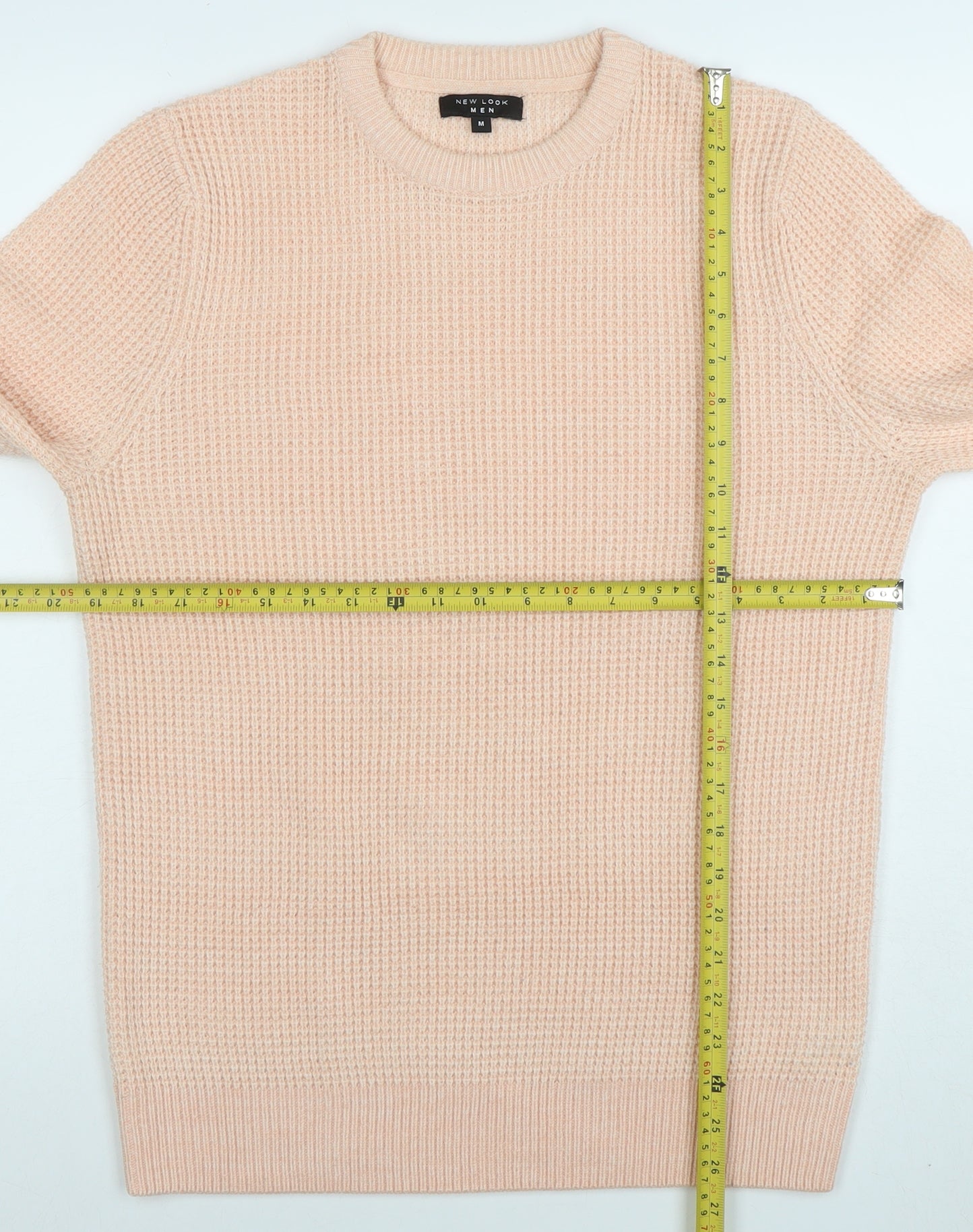 New Look Men Beige Waffle-Knit Crew Neck Jumper Size M