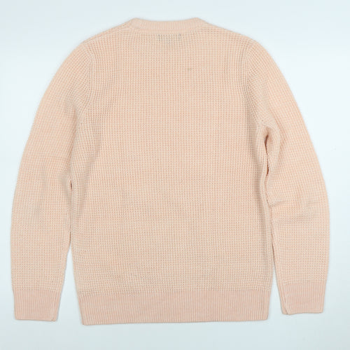 New Look Men Beige Waffle-Knit Crew Neck Jumper Size M