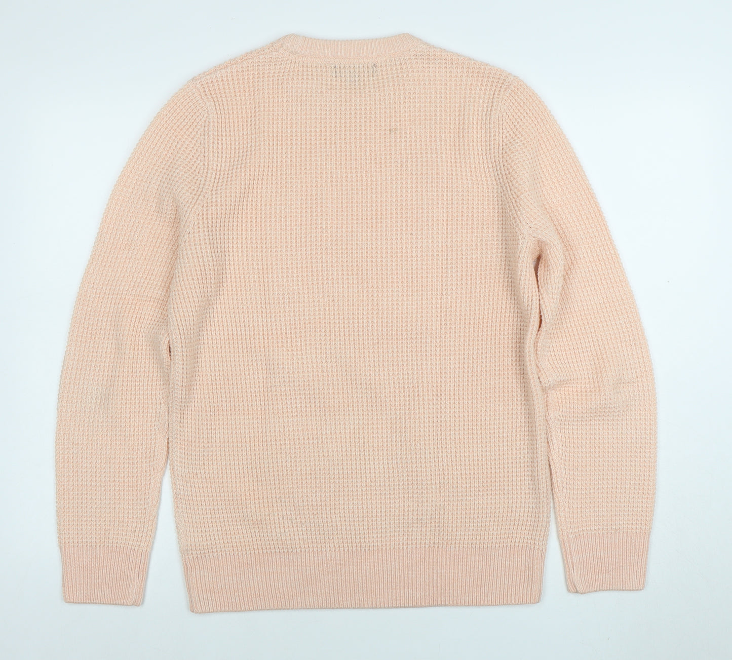 New Look Men Beige Waffle-Knit Crew Neck Jumper Size M