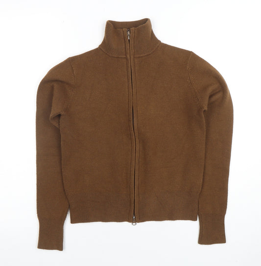 French Connection Women's Brown High Neck Full Zip Jumper Size S