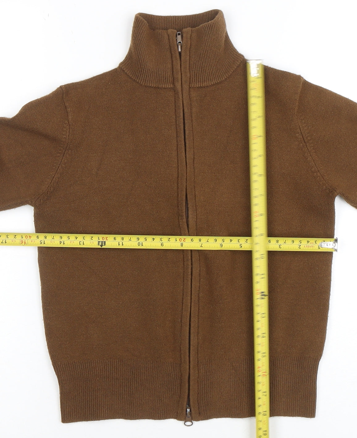 French Connection Women's Brown High Neck Full Zip Jumper Size S