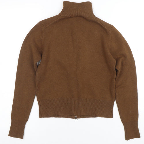 French Connection Women's Brown High Neck Full Zip Jumper Size S