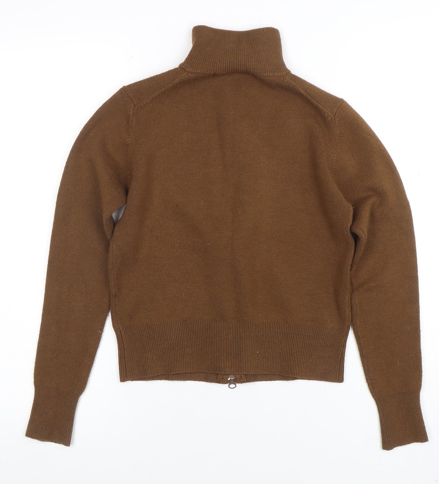 French Connection Women's Brown High Neck Full Zip Jumper Size S
