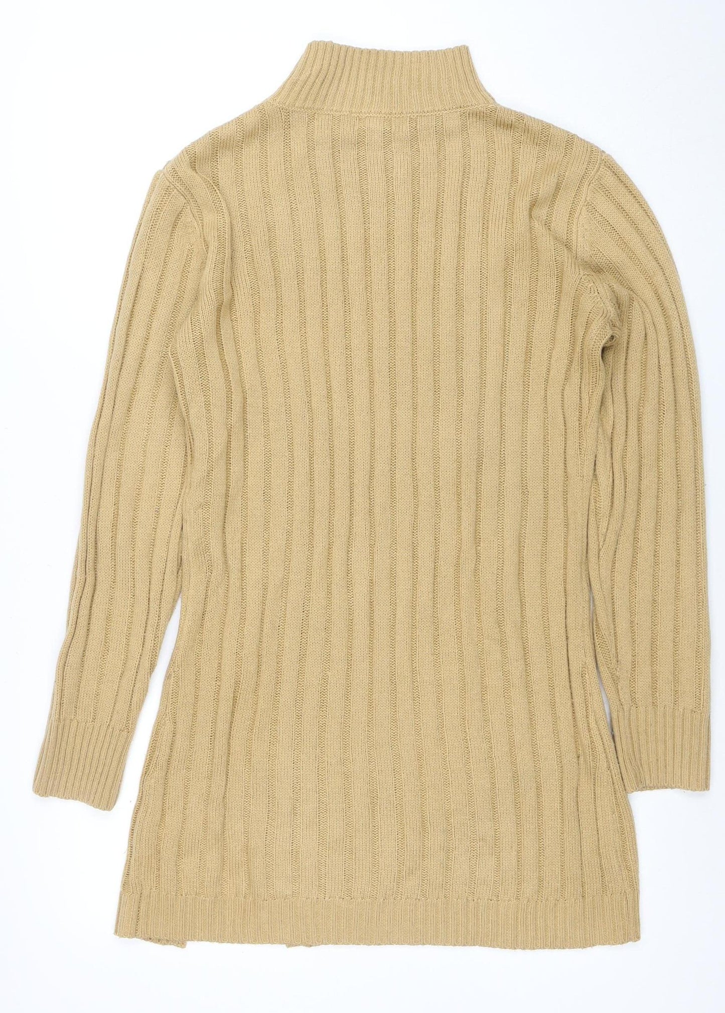 Missguided Women Beige Ribbed Knit Long Sleeve Jumper Dress Size 10