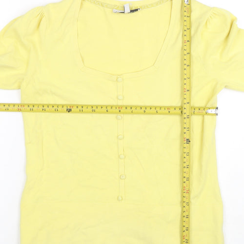 Laura Ashley Women’s Yellow Cotton Blend Long Sleeve Square Neck Blouse Size 12