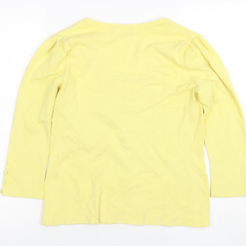 Laura Ashley Women’s Yellow Cotton Blend Long Sleeve Square Neck Blouse Size 12