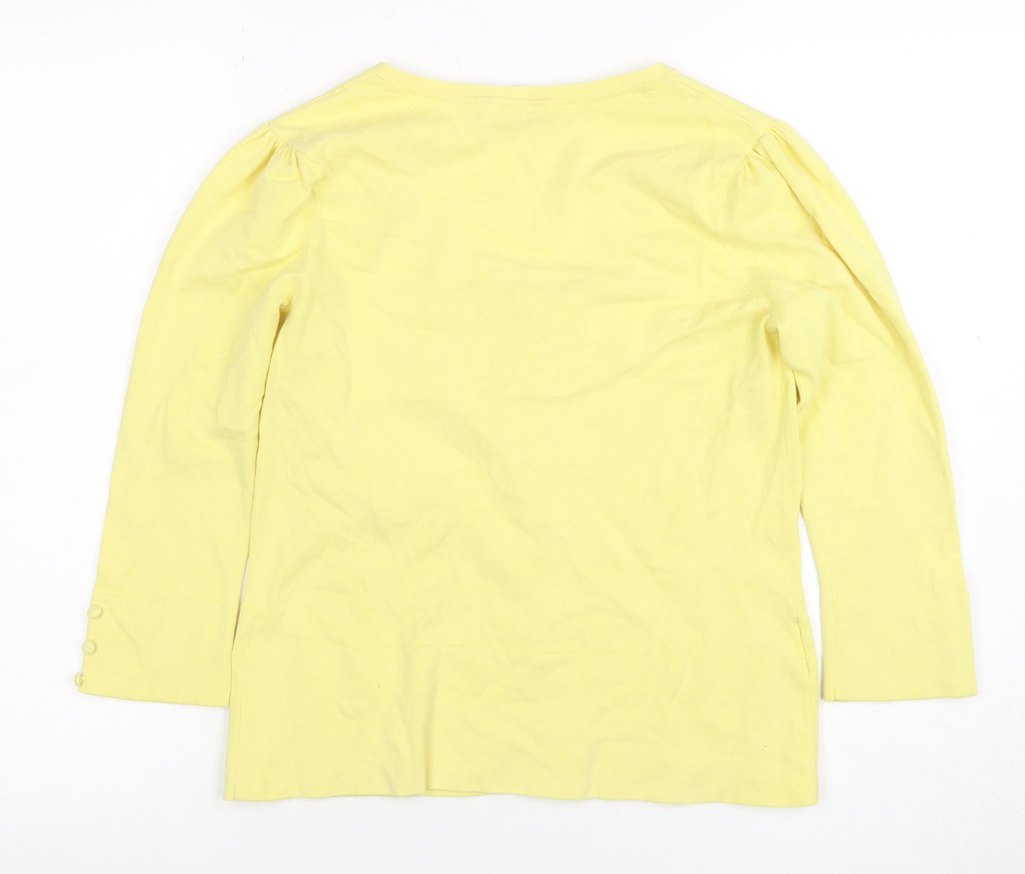 Laura Ashley Women’s Yellow Cotton Blend Long Sleeve Square Neck Blouse Size 12