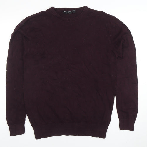 Brave Soul Men's Brown Cotton Crew Neck Jumper Size L