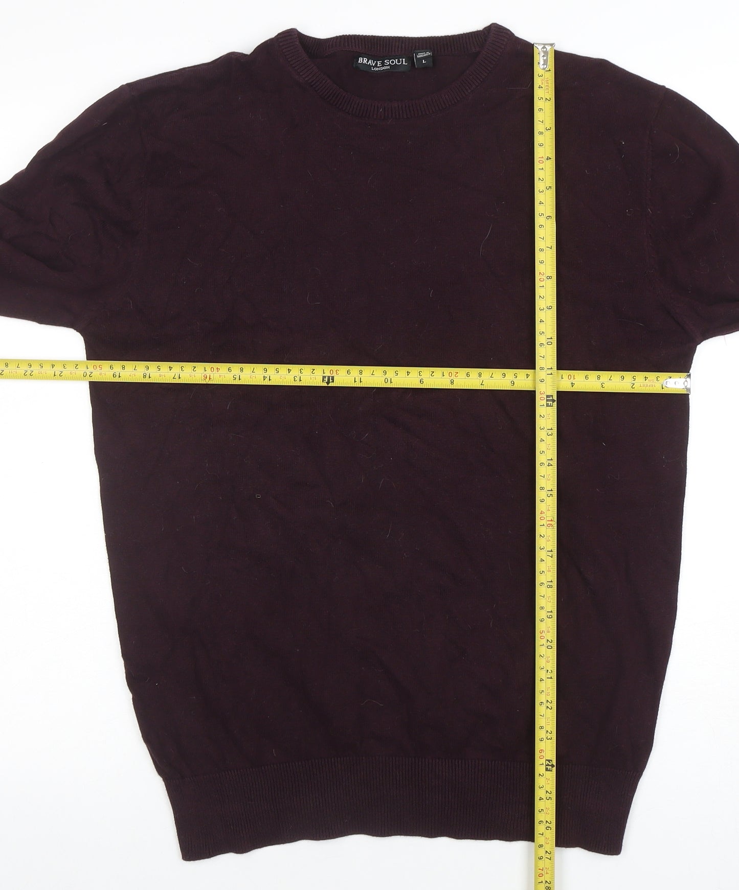 Brave Soul Men's Brown Cotton Crew Neck Jumper Size L