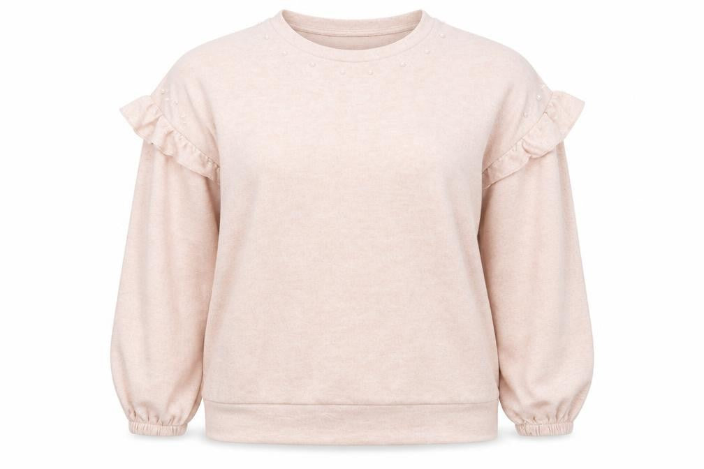 Wallis Womens Pink Beaded Crew Neck Long Sleeve Pullover Jumper Size L