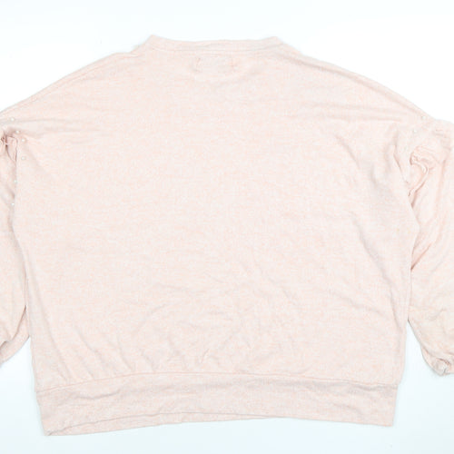 Wallis Womens Pink Beaded Crew Neck Long Sleeve Pullover Jumper Size L