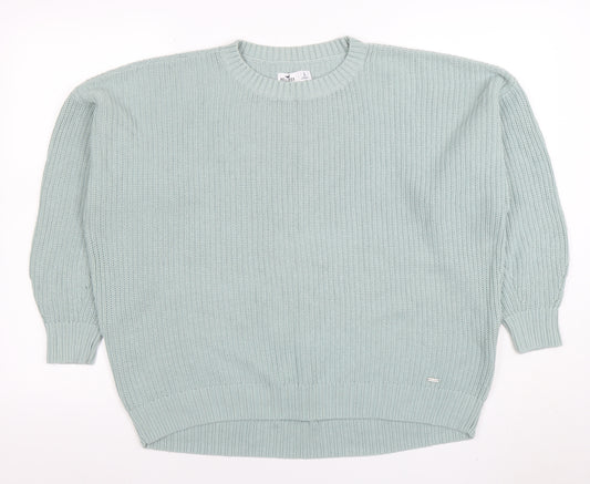 Hollister Womens Green Chunky-Knit Pullover Jumper Size S