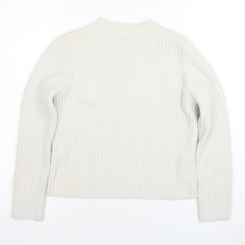 New Look Women’s Ivory Ribbed Knit Crew Neck Jumper Size 10