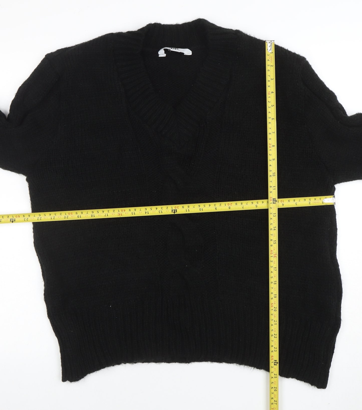 Dorothy Perkins Women’s Black V-Neck Cable Knit Jumper Size M