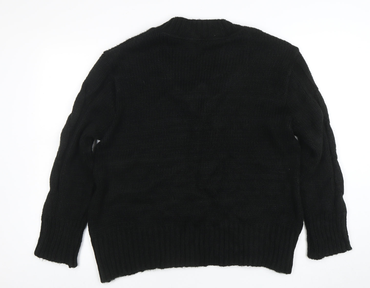 Dorothy Perkins Women’s Black V-Neck Cable Knit Jumper Size M