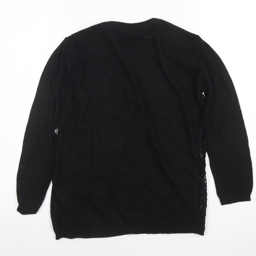 Zara Women Black Lace Knit Long Sleeve Cardigan Size L