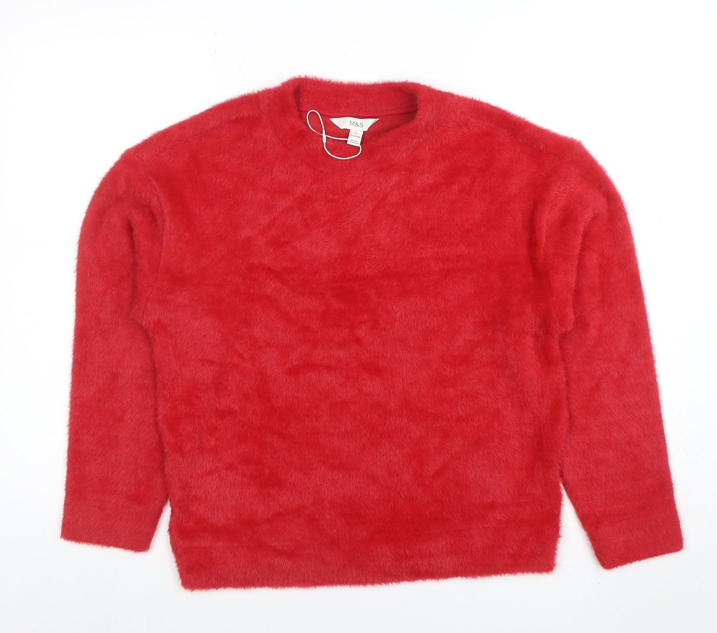 Marks and Spencer Women’s Red Fuzzy Knit Pullover Jumper XS