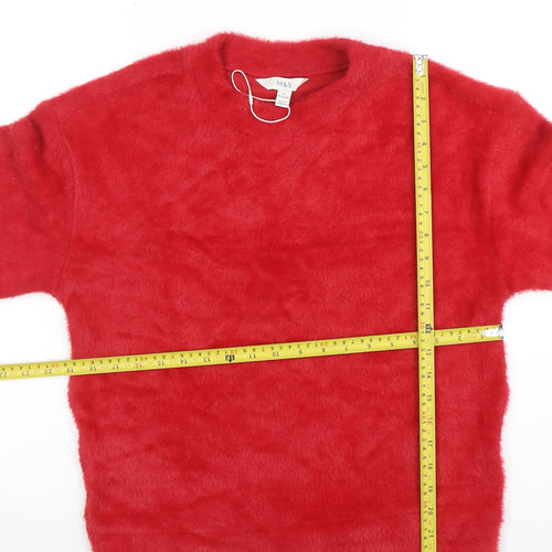 Marks and Spencer Women’s Red Fuzzy Knit Pullover Jumper XS