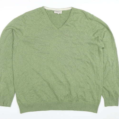Haworth Men’s Green Cotton V-Neck Jumper Size L Lightweight Knit