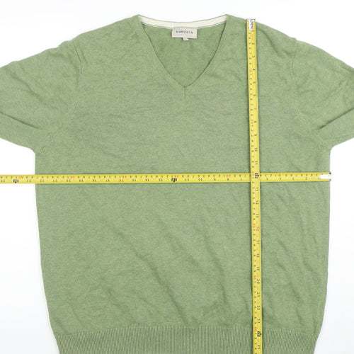 Haworth Men’s Green Cotton V-Neck Jumper Size L Lightweight Knit