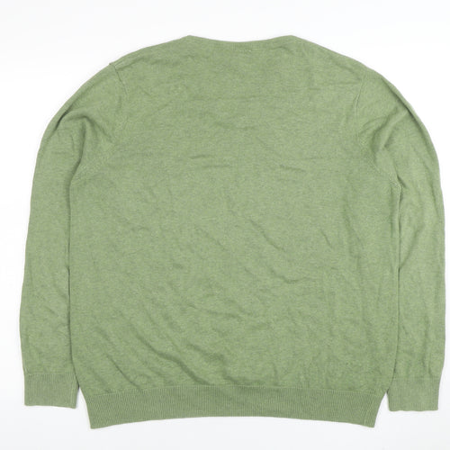 Haworth Men’s Green Cotton V-Neck Jumper Size L Lightweight Knit